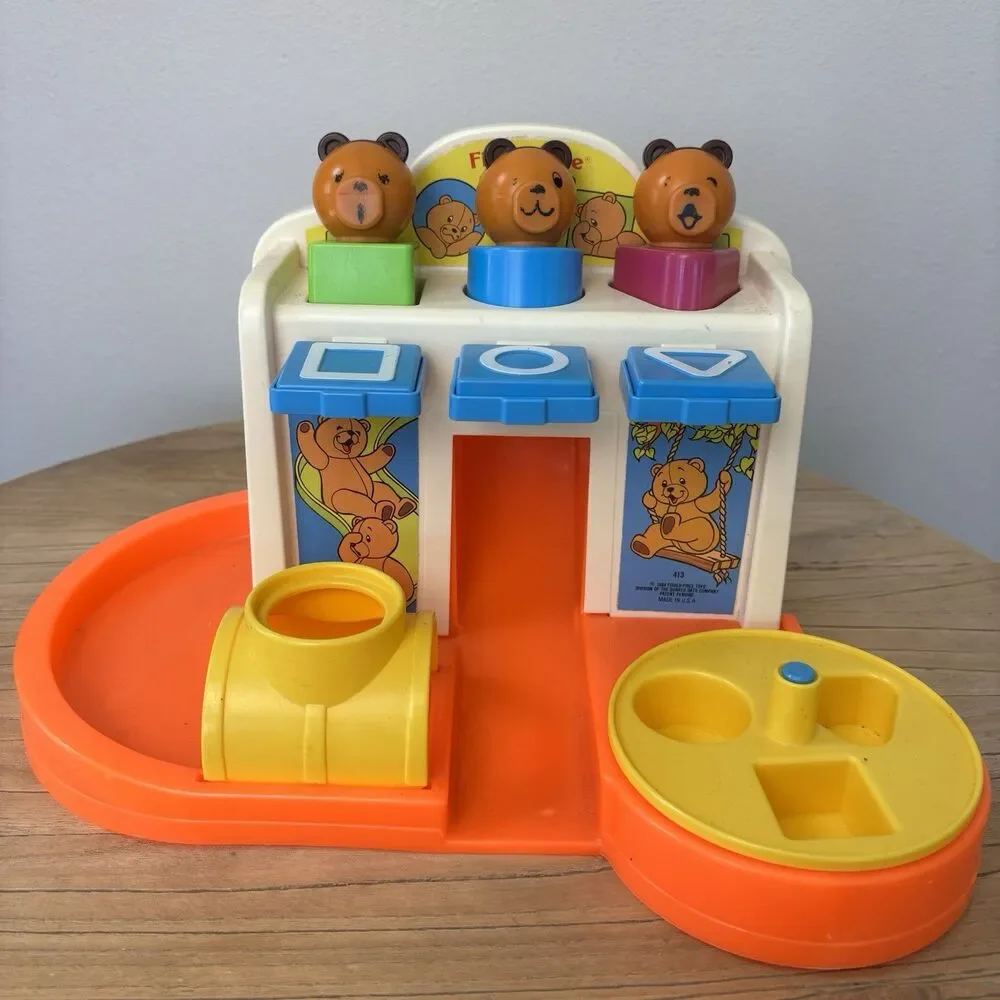 Vtg Fisher Price 1984 Playground 3 Bear Shape Sorter Educational Toy USA Made